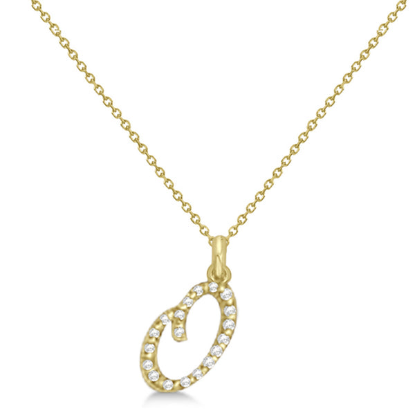Lab Grown Diamond Initial Letter O Pendant, Yellow Gold - Detail View