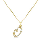 Natural Diamond Initial Letter O Pendant, Yellow Gold - Detail View