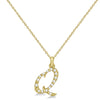 Natural Diamond Initial Letter Q Pendant, Yellow Gold - Detail View
