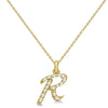Lab Grown Diamond Initial Letter R Pendant, Yellow Gold - Detail View