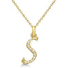 Lab Grown Diamond Initial Letter S Pendant, Yellow Gold finish, Sterling Silver - GEMHUB & CO.