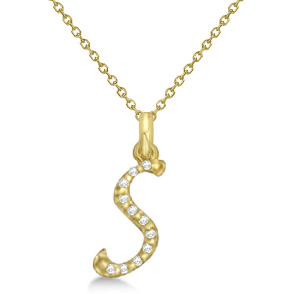 Lab Grown Diamond Initial Letter S Pendant, Yellow Gold finish, Sterling Silver - GEMHUB & CO.