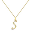 Lab Grown Diamond Initial Letter S Pendant, Yellow Gold - Detail View