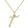 Natural Diamond Initial Letter T Pendant, Yellow Gold finish, 3 Micron Vermeil - GEMHUB & CO.