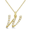 Lab Grown Diamond Initial Letter W Pendant, Yellow Gold finish, Sterling Silver - GEMHUB & CO.