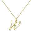 Lab Grown Diamond Initial Letter W Pendant, Yellow Gold - Detail View