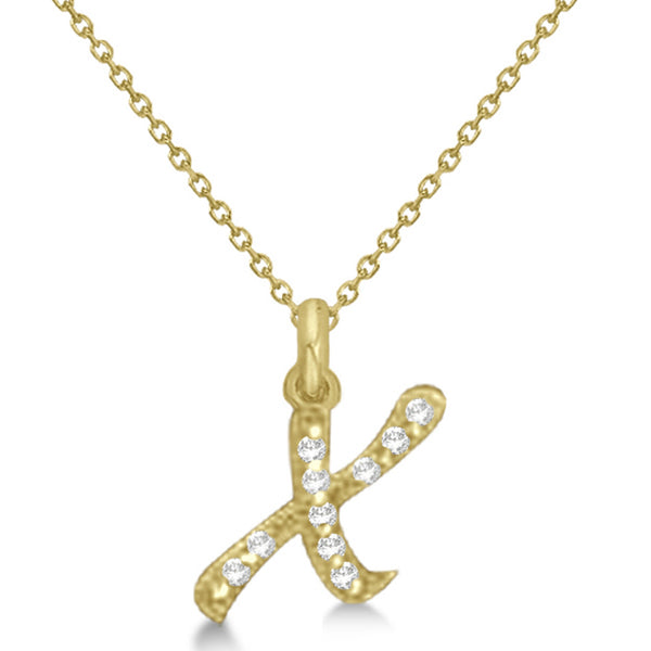 Lab Grown Diamond Initial Letter X Pendant, Yellow Gold finish, Sterling Silver - GEMHUB & CO.