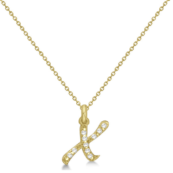 Lab Grown Diamond Initial Letter X Pendant, Yellow Gold - Detail View