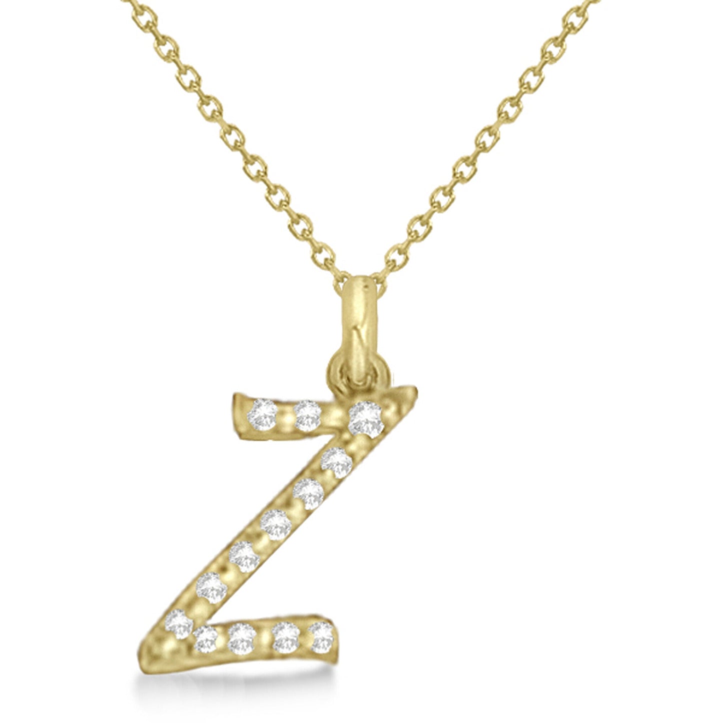 Lab Grown Diamond Initial Letter Z Pendant, Yellow Gold finish, Sterling Silver - GEMHUB & CO.