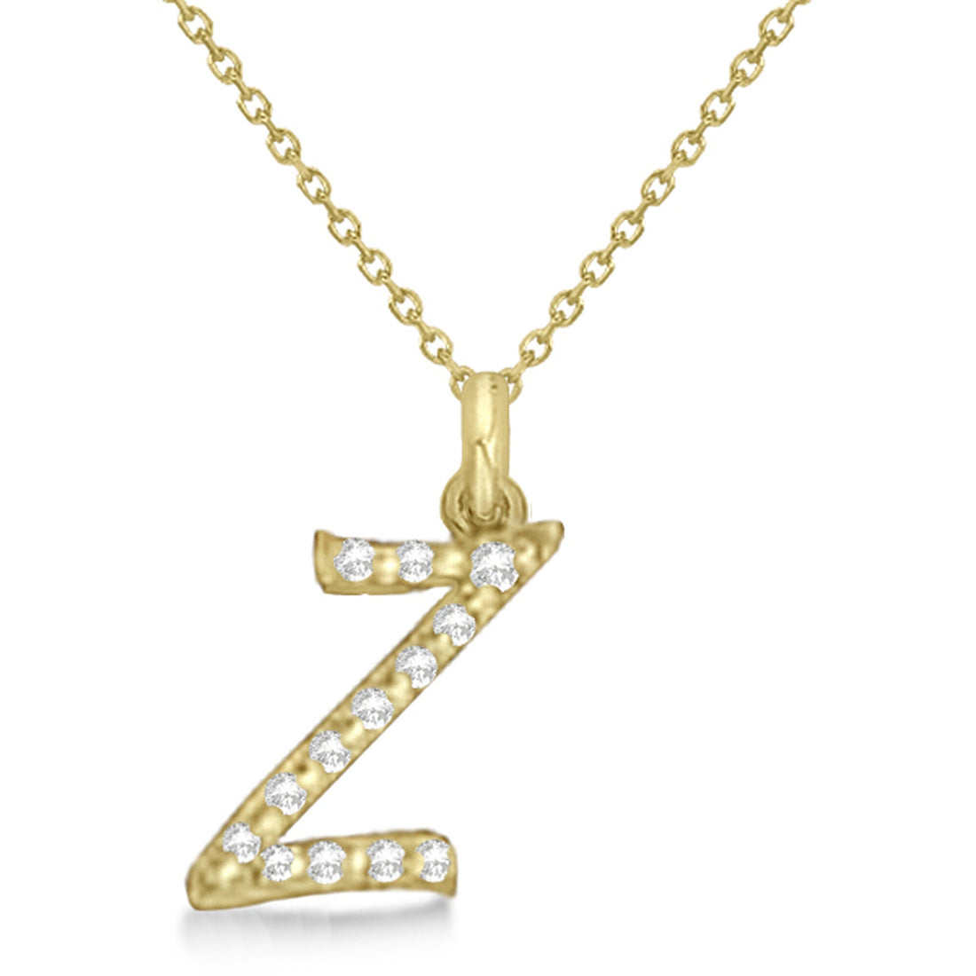 Natural Diamond Initial Letter Z Pendant, Yellow Gold finish, 3 Micron Vermeil - GEMHUB & CO.