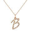Natural Diamond Initial Letter B Pendant, Rose Gold - Detail View
