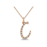 Natural Diamond Initial Letter C Pendant, Rose Gold finish, 3 Micron Vermeil - GEMHUB & CO.