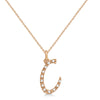 Natural Diamond Initial Letter C Pendant, Rose Gold - Detail View