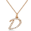 Natural Diamond Initial Letter D Pendant, Rose Gold finish, 3 Micron Vermeil - GEMHUB & CO.