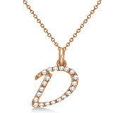 Natural Diamond Initial Letter D Pendant, Rose Gold finish, 3 Micron Vermeil - GEMHUB & CO.