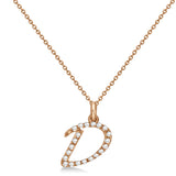 Natural Diamond Initial Letter D Pendant, Rose Gold - Detail View