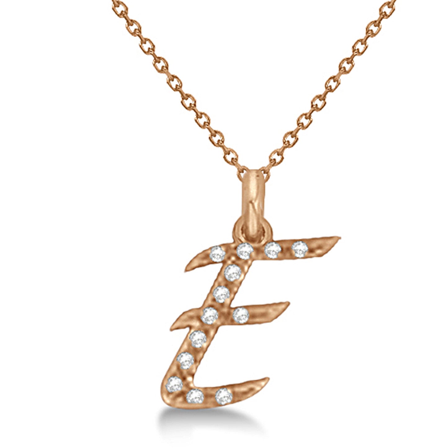 Natural Diamond Initial Letter E Pendant, Rose Gold finish, 3 Micron Vermeil - GEMHUB & CO.