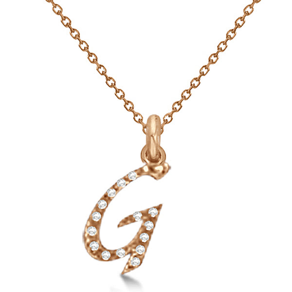 Lab Grown Diamond Initial Letter G Pendant, Rose Gold finish, Sterling Silver - GEMHUB & CO.