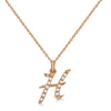 Natural Diamond Initial Letter H Pendant, Rose Gold - Detail View