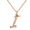 Lab Grown Diamond Initial Letter I Pendant, Rose Gold finish, Sterling Silver - GEMHUB & CO.