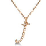 Natural Diamond Initial Letter J Pendant, Rose Gold finish, 3 Micron Vermeil - GEMHUB & CO.
