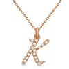 Lab Grown Diamond Initial Letter K Pendant, Rose Gold finish, Sterling Silver - GEMHUB & CO.