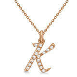 Natural Diamond Initial Letter K Pendant, Rose Gold finish, 3 Micron Vermeil - GEMHUB & CO.