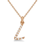 Natural Diamond Initial Letter L Pendant, Rose Gold finish, 3 Micron Vermeil - GEMHUB & CO.