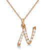 Natural Diamond Initial Letter N Pendant, Rose Gold finish, 3 Micron Vermeil - GEMHUB & CO.