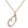 Natural Diamond Initial Letter O Pendant, Rose Gold finish, 3 Micron Vermeil - GEMHUB & CO.