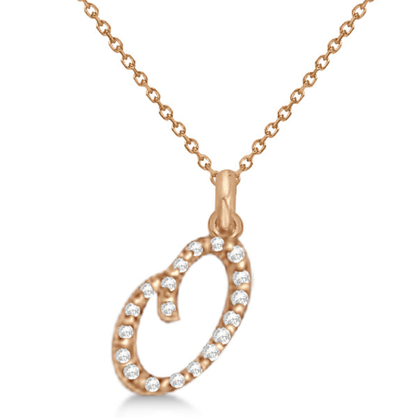 Natural Diamond Initial Letter O Pendant, Rose Gold finish, 3 Micron Vermeil - GEMHUB & CO.