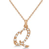 Lab Grown Diamond Initial Letter Q Pendant, Rose Gold finish, Sterling Silver - GEMHUB & CO.