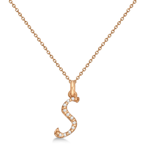 Lab Grown Diamond Initial Letter S Pendant, Rose Gold - Detail View