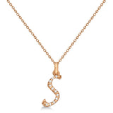 Natural Diamond Initial Letter S Pendant, Rose Gold - Detail View