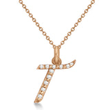 Natural Diamond Initial Letter T Pendant, Rose Gold finish, 3 Micron Vermeil - GEMHUB & CO.
