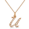 Lab Grown Diamond Initial Letter U Pendant, Rose Gold finish, Sterling Silver - GEMHUB & CO.