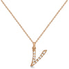 Lab Grown Diamond Initial Letter V Pendant, Rose Gold - Detail View