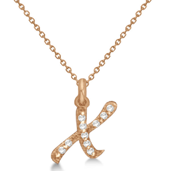 Lab Grown Diamond Initial Letter X Pendant, Rose Gold finish, Sterling Silver - GEMHUB & CO.