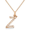 Natural Diamond Initial Letter Z Pendant, Rose Gold finish, 3 Micron Vermeil - GEMHUB & CO.