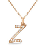 Natural Diamond Initial Letter Z Pendant, Rose Gold finish, 3 Micron Vermeil - GEMHUB & CO.
