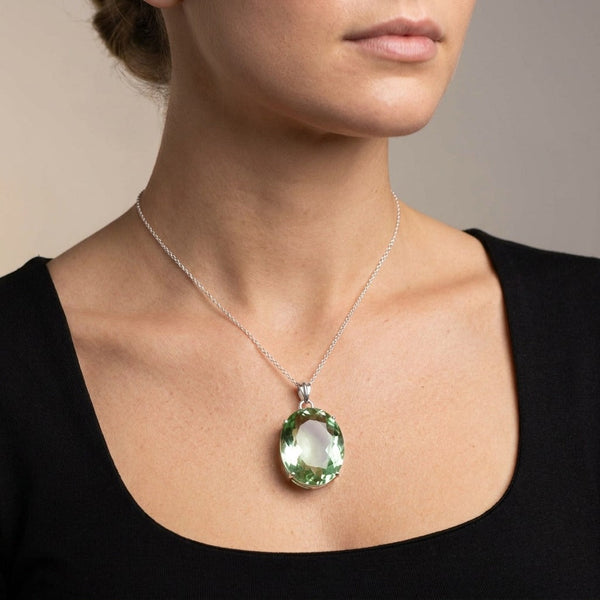 GEMHUB model-wearing (AI) Green Amethyst Oval 105 Ct
