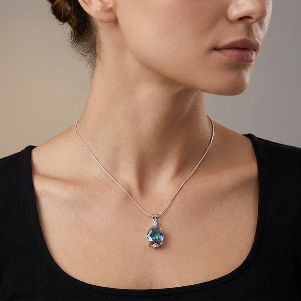 GEMHUB model-wearing (AI) Multicolor Mystic Topaz Oval 39 Ct