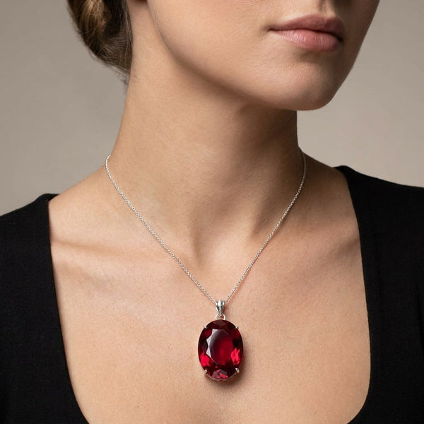 GEMHUB model-wearing (AI) Red Topaz Oval 90 Ct