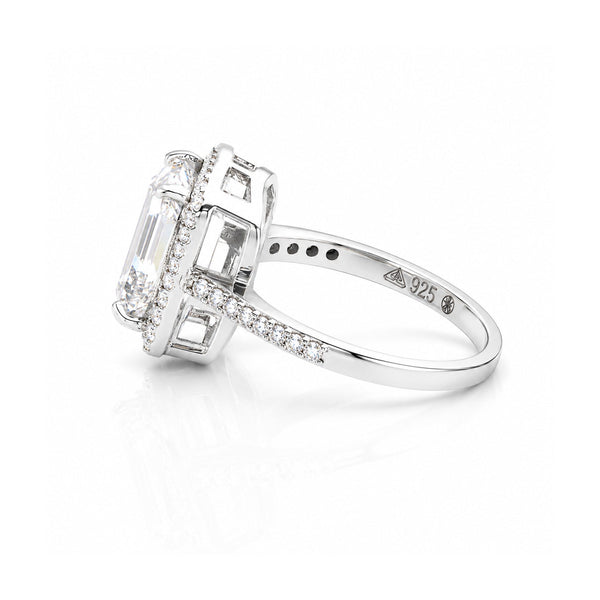 4.5ct DEW White Moissanite Emerald Solitaire Ring