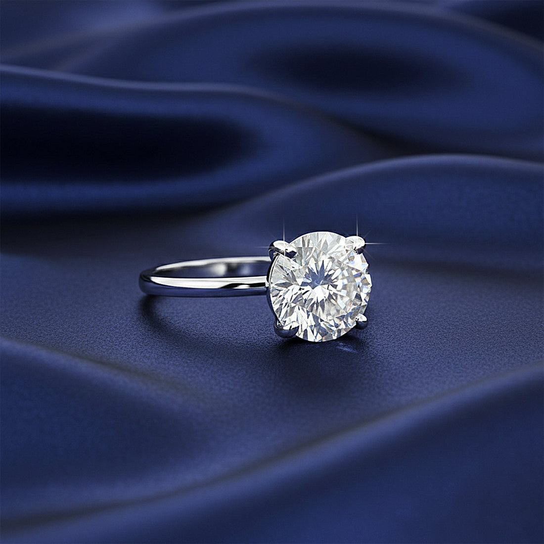 4.0ct DEW White Moissanite Round Solitaire Ring