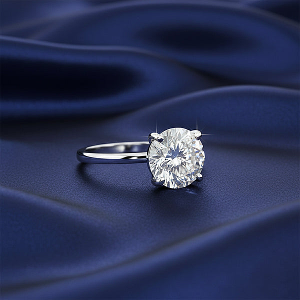 4.0ct DEW White Moissanite Round Solitaire Ring