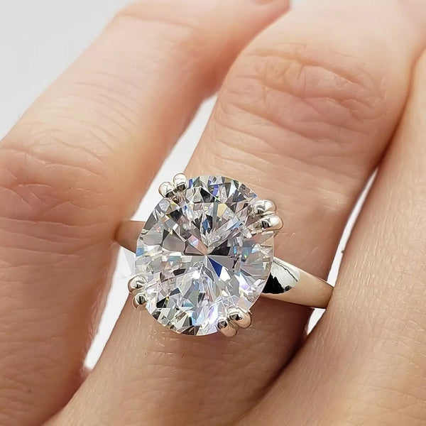 21.0ct DEW White Moissanite Oval Solitaire Ring