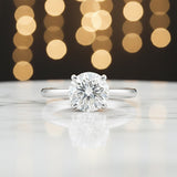 4.0ct DEW White Moissanite Round Solitaire Ring