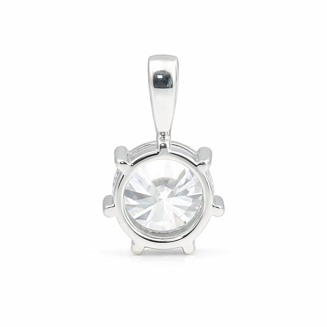 3.45 ct DEW Certified Round Cut White Moissanite Solitaire Pendant in 18K Gold Plated Vermeil