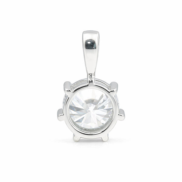 3.45 ct DEW Round Cut Certified White Moissanite Solitaire Pendant In 18K Gold Plated V 18K Gold Plated
